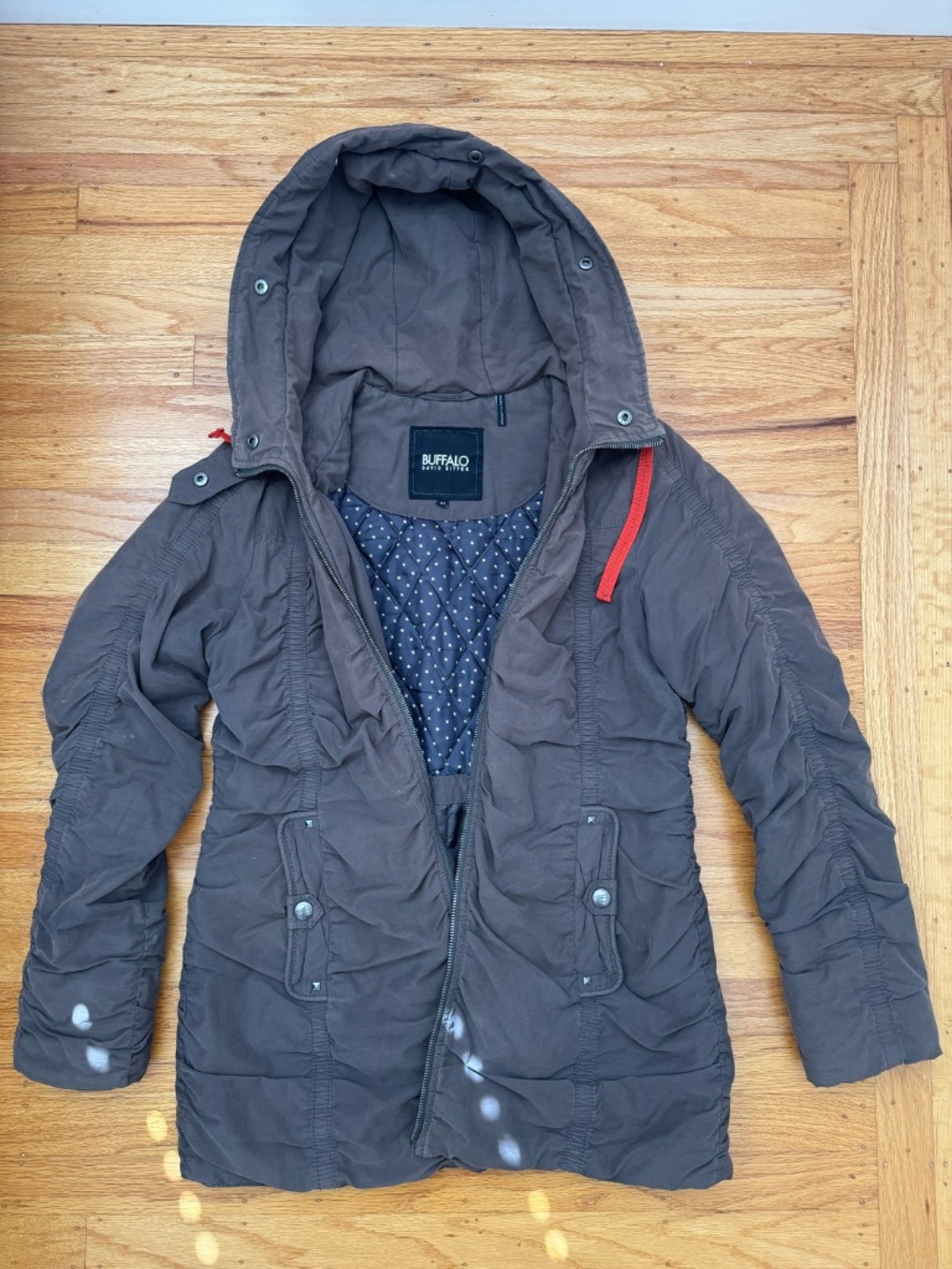 Buffalo David Bitton Brown Ruched Hooded Parka Jacket - Medium